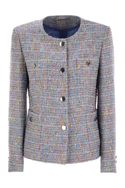 Tagliatore Crew-neck Jacket With Front Pockets In Multi