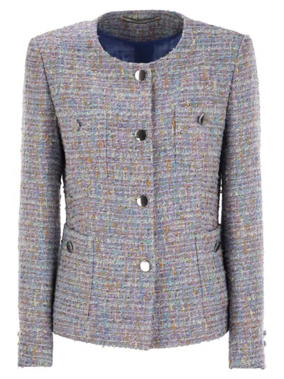 Tagliatore Crew-neck Jacket With Front Pockets In Purple