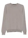 Tagliatore Ribbed Hem Long Sleeve Crew Neck Sweater In Gray