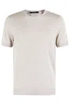 Tagliatore Crew Neck Melange T-shirt In Linen-cotton Blend In Gray