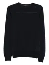 Tagliatore Fitted Crew Neck Long Sleeve Pullover In Black