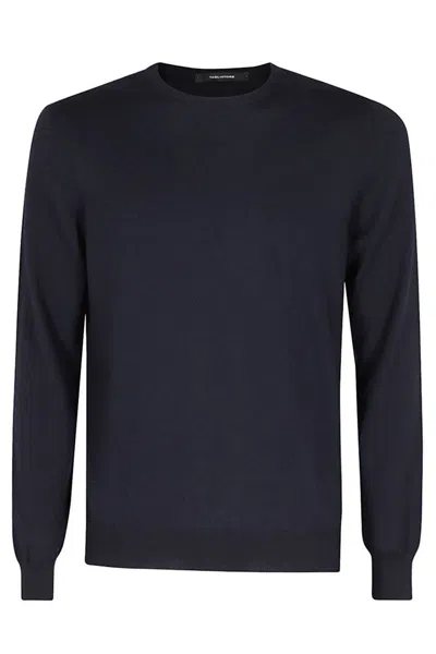 Tagliatore Crew Neck Sweater In Luxurious Virgin Wool In Black