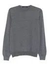 Tagliatore Fine Knit Long Sleeve Crew Neck Sweater In Gray