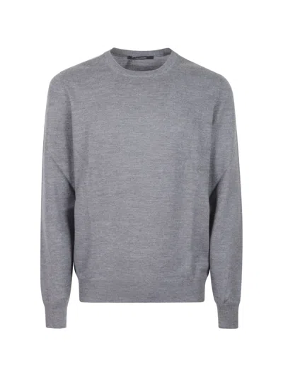 Tagliatore Crew-neck Knitted Sweater In Gray