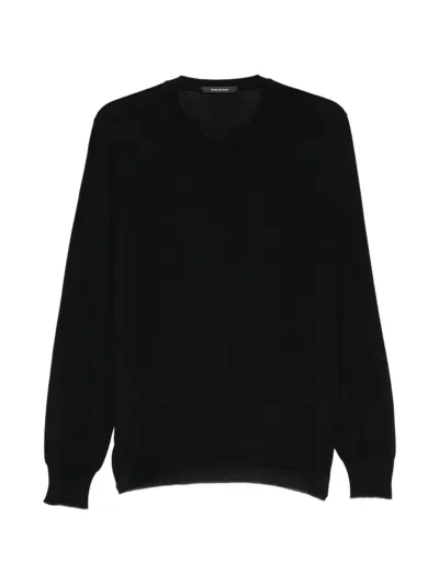 Tagliatore Budd Crew-neck Long-sleeve Sweater In Black