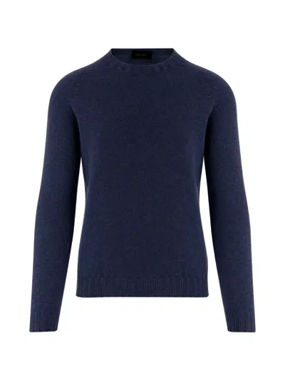 Tagliatore Crew-neck Raglan-sleeve Sweater In Blue