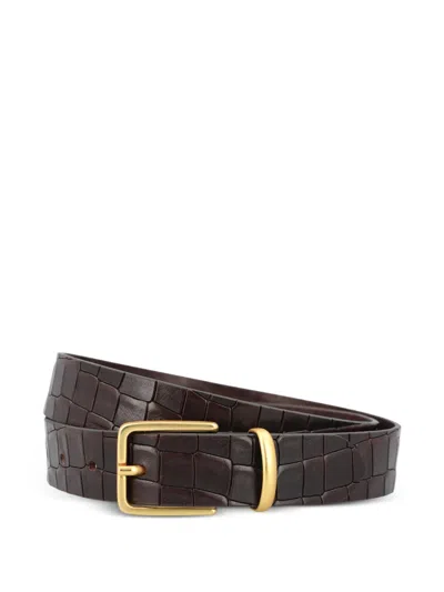 Tagliatore Crocodile-effect Buckle Belt In Brown