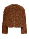 Tagliatore Faux-fur Long-sleeve Jacket In Brown
