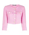 Tagliatore Cropped Tweed Jacket In Pink