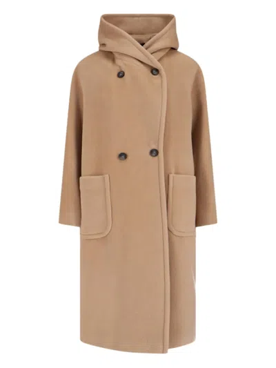 Tagliatore Daisy Hooded Double-breasted Coat In Brown