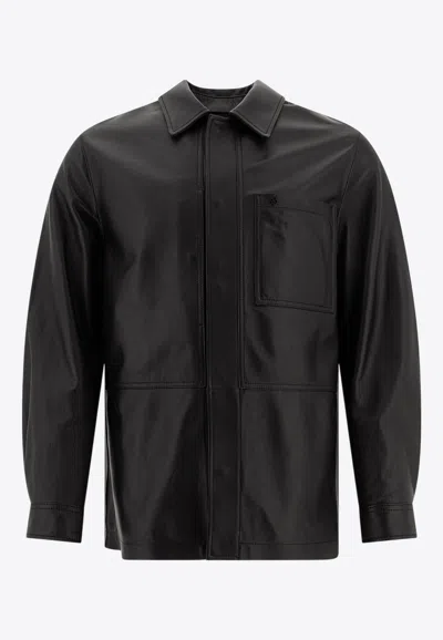 Tagliatore Daniel Leather Long-sleeved Jacket In Black