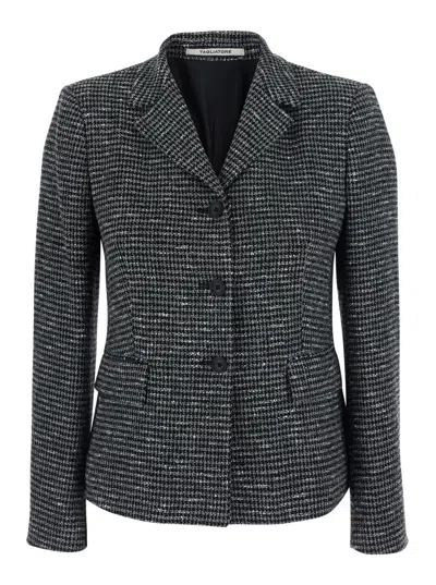 Tagliatore Daria Slim Single-breasted Check Jacket With Notched Lapels In Gray