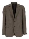 Tagliatore Dark Beige Single-breasted Jacket With Check Motif In Multicolor