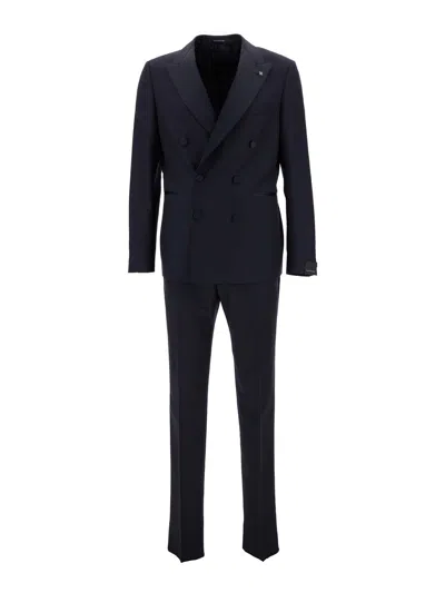 Tagliatore Black Double-breasted Tuxedo Suit With Covered Buttons