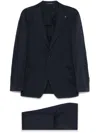 Tagliatore Blue Suit In Linen And Virgin Wool With Single-breasted Jacket And Trousers In Blue