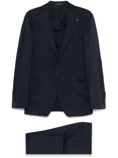TAGLIATORE DARK BLUE LINEN SUIT