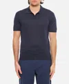 Tagliatore Blue Polo Shirt With Buttonless Collar And Ribbed Trims