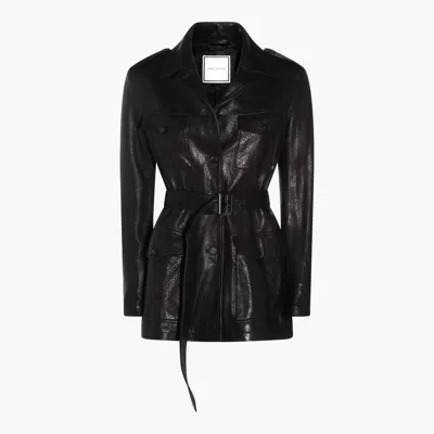 Tagliatore Dark Brown Leather Jacket In Black