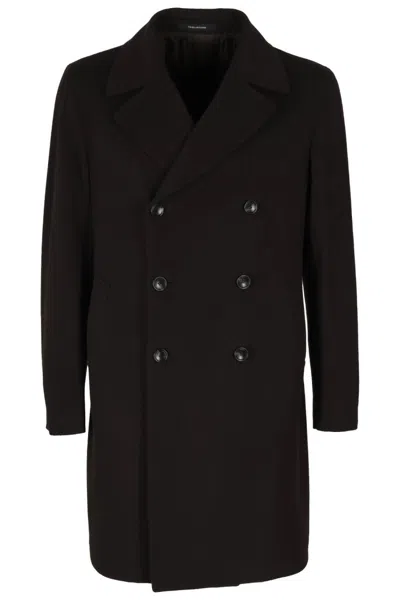 Tagliatore Dark Brown Long Unlined Bruce Coat In Black