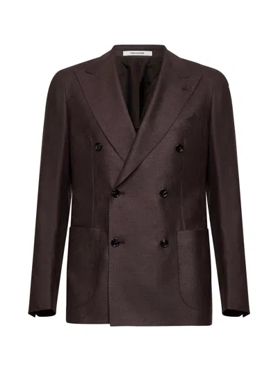 Tagliatore Dark Brown Silk And Wool Vesuvio Double-breasted Blazer