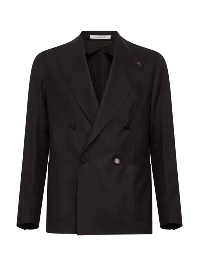 Tagliatore Dark Brown Stretch Virgin Wool Montecarlo Double-breasted Blazer