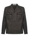 Tagliatore Dark Brown Virgin Wool Twill Gbarrow Overshirt In Brown