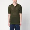 Tagliatore Dark Green Perforated Cotton Polo Shirt Men