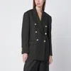 Tagliatore Dark Green Wool-blend Double-breasted Jacket In Gray