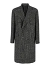 Tagliatore Grey Double-breasted Coat With Peak Revers In Dark Grey