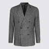 Tagliatore Textured Fabric Double-breasted Front Pockets Notch Lapel In Gray