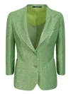 Tagliatore Glitter-detail Single-breasted Blazer In Green