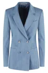 Tagliatore Denim Lurex Double-breasted Blazer With Notch Lapel