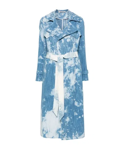 Tagliatore Denim Trench Coat In Blue