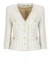 Tagliatore Beverly Crewneck Cotton Tweed Jacket In White