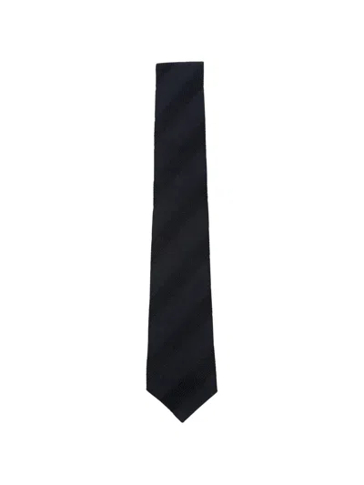 Tagliatore Diagonal-stripe Knitted Tie In Black