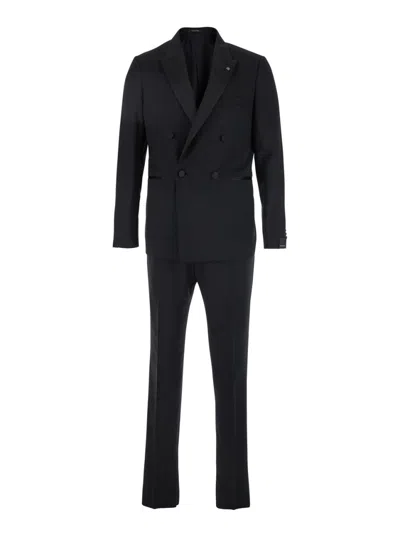 Tagliatore Bruce Wool Double-breasted Suit In Black