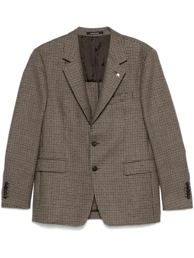 Tagliatore Dogtooth Blazer In Brown