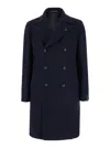 Tagliatore Arden Blue Double-breasted Coat With Classic Revers In Virgin Wool Man In Blu