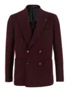 Tagliatore Maroon Logo Solid Blazer In Brown