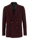 Tagliatore Maroon Logo Solid Blazer In Burgundy