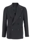 Tagliatore Grey Herringbone Double-breasted Blazer In Gray