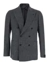 Tagliatore Tailored Double-breasted Herringbone Blazer In Gray