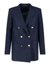 Tagliatore Double -breasted Blazer In Virgin Wool In Gray