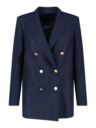 Tagliatore Double -breasted Blazer In Virgin Wool In Gray