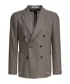 Tagliatore Textured Silk-wool Blend Double-breasted Jacket In Brown