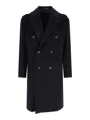 Tagliatore Londra Black Oversized Double-breasted Coat In Wool Blend Man In Black