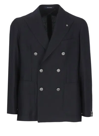 Tagliatore Wool Double-breasted Jacket In Blue