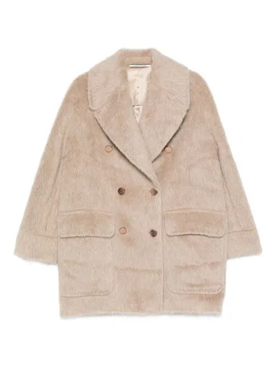 TAGLIATORE DOUBLE-BREASTED ALPACA-WOOL BLEND COAT WITH WIDE LAPELS