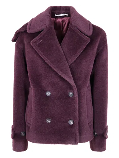 Tagliatore Double Breasted Sheila Coat Pockets In Purple