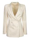 Tagliatore Striped Cotton Double-breasted Jacket With Tone-on-tone Buttons